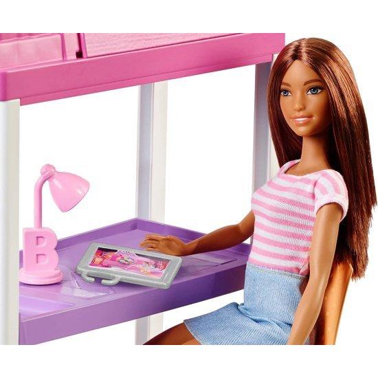 Barbie バービー人形と家具セット、変身した二段ベッドとデスクアクセサリーのロフトベッド、3-7歳のギフトセットの画像