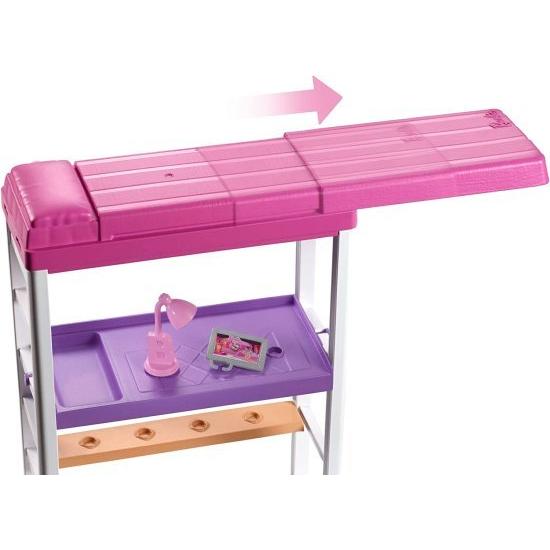 Barbie バービー人形と家具セット、変身した二段ベッドとデスクアクセサリーのロフトベッド、3-7歳のギフトセットの画像