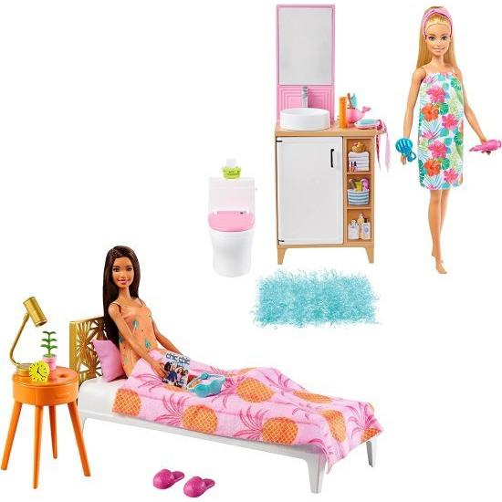 Barbie バービー人形とベッドルームのプレイセット、屋内家具プレイセット人形（11.5インチのブルネット）パジャマとアクセサリー、3-7歳の贈り物｜worldsports｜04