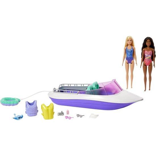 Barbie バービー人形と18インチのフローティングボートを備えたバービーマーメイドパワープレイセットシースルーボトム、4席とアクセサリー、3歳のおもちゃな