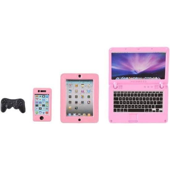 Barbie lzqinxun 4パックドールハウスアクセサリー、おもちゃラップトップ、バービー電話、ミニタブレット、ゲームパッド、人形1/6 1/12スケールのシーンシミ