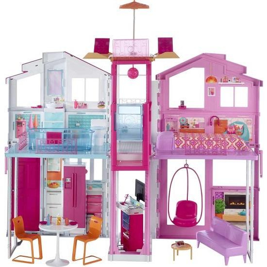 Barbie ポップアップ傘付きバービー3階建ての家
