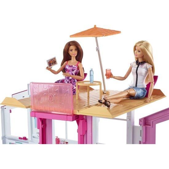 Barbie ポップアップ傘付きバービー3階建ての家 : ワールドホビー 