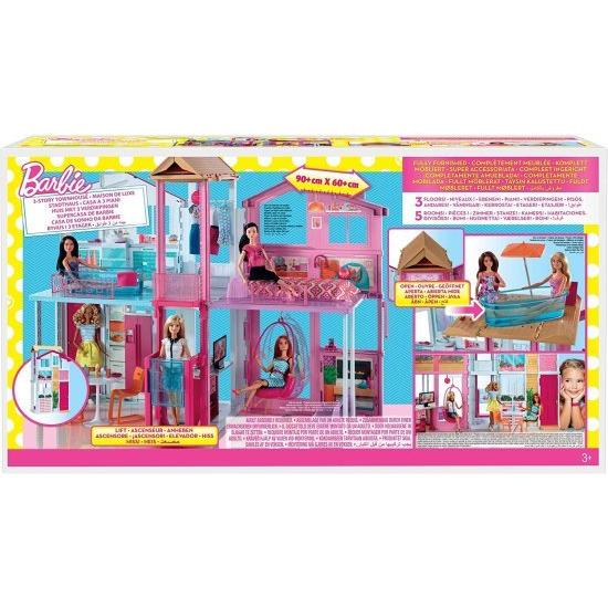 Barbie ポップアップ傘付きバービー3階建ての家 : ワールドホビー 