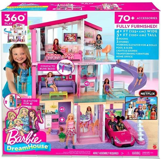 Barbie プール、スライド、エレベーターを備えたバービードリーム