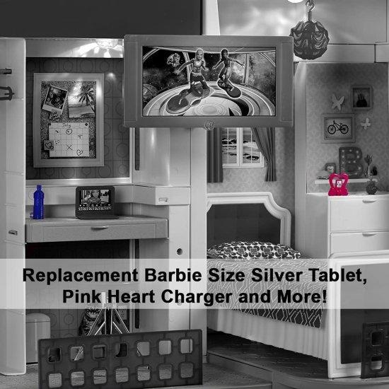 Barbie fバービー人形のためのf価格の交換部品ハロードリームハウス-DPX21?交換用バービーサイズシルバータブレット、ピンクハートチャージャーなど、青、ピン_1