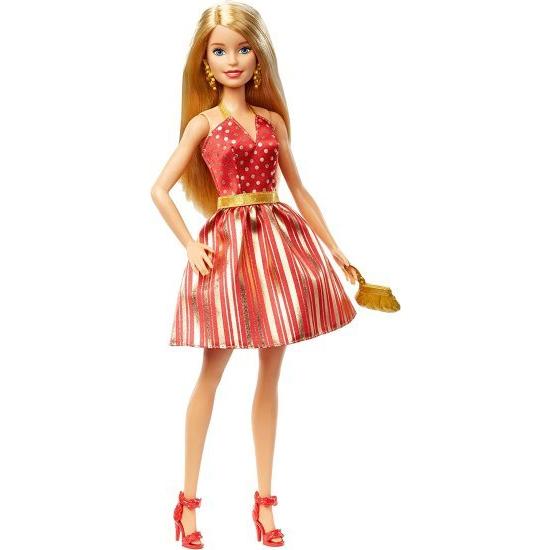 Barbie Mattel バービー Holiday Red and Gold Dress GFF68 着せかえ人形、抱き人形-おもちゃ
