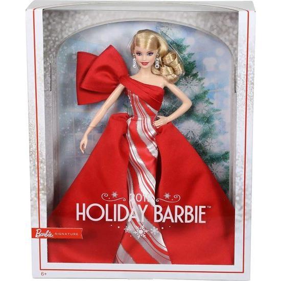 Barbie 2019ホリデーバービー人形、11.5インチ、ブロンド、赤と白のガウンを着て、人形スタンドと信頼性の証明書を備えた_5