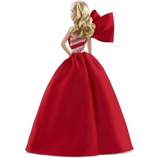 Barbie 2019ホリデーバービー人形、11.5インチ、ブロンド、赤と白のガウンを着て、人形スタンドと信頼性の証明書を備えた_7