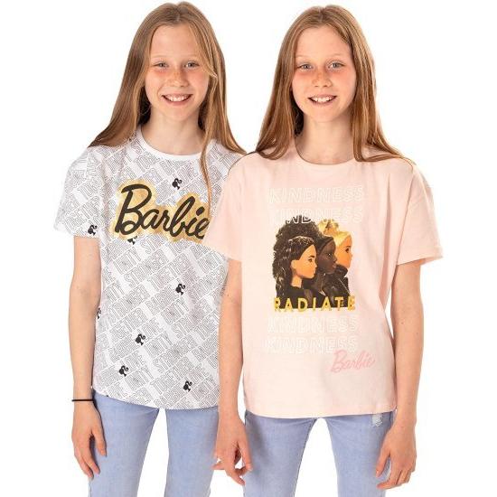 Barbie バービーTシャツガールズ2パックキッズインスピレーションドールロゴピンクホワイトトップ