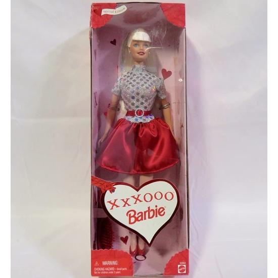 Barbie バービー1999バレンタインスペシャルエディション12インチ人形-xxxoooバービー人形グラマードレス、靴、ヘアブラシ