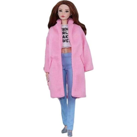 Barbie Huieu Classic Winter Parka BJD Doll Doll Clothers for バービー Cloths Princess Outfits Houndstooth Plaid Jacket Fur Coat 1：6アクセサリー