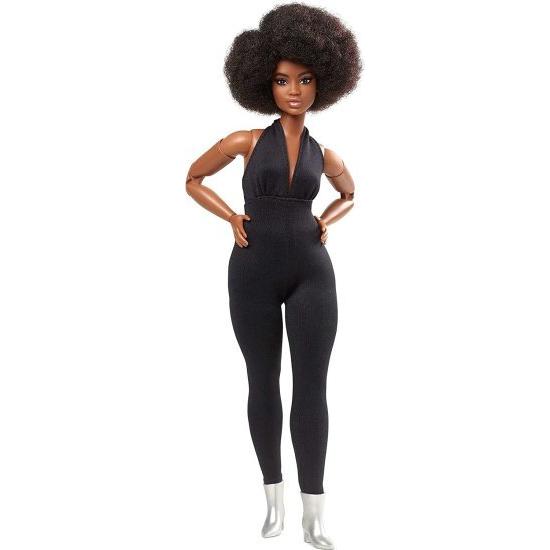 Barbie バービーの署名は、黒いジャンプスーツを着て、完全にポーズ可能なファッション人形に見える人形（曲線、ブルネット）_4