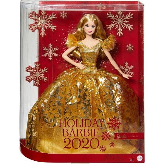 Barbie バービーシグネチャー2020ホリデーバービー人形（12インチブロンドの長い髪）のゴールデンガウン、人形スタンドと信itiveの証明書、6歳以上の贈り物の画像
