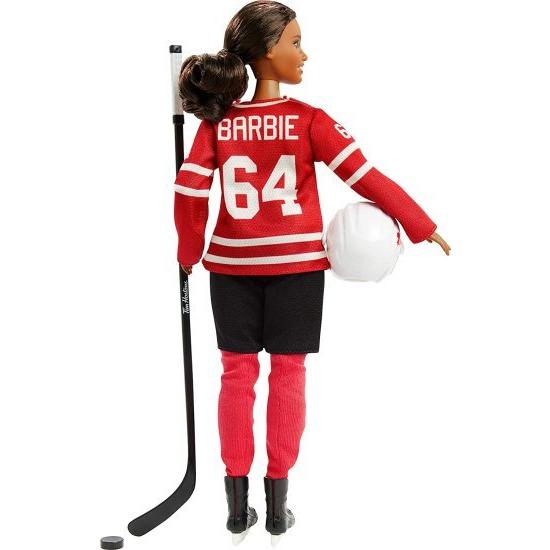 Barbie Tim Hortons 12インチカービーヘアバービー人形 - ホッケーユニフォームの収集可能なバービー人形、6歳以上の人形スタンドと信頼性の証明書付きの画像