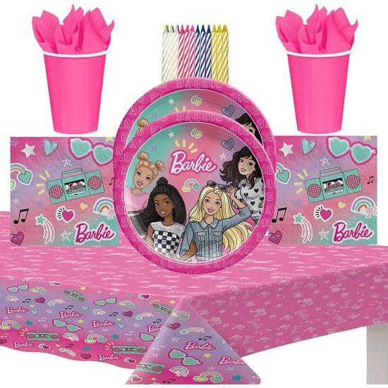 Barbie バービー Dream Together Party Supplies Packは16：7「デザートプレート飲料ナプキンズカップとLliykaiの誕生日のキャンドルでテーブルカバーの画像
