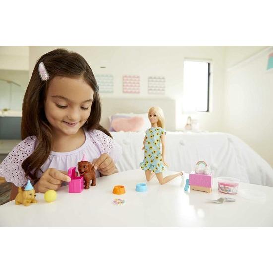 Barbie バービー人形（11.5インチブロンド）と子犬のパーティープレイセット2匹のペットの子犬、生地、ケーキ型、アクセサリー、3-7歳の贈り物_1