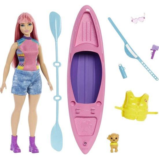 Barbie バービーそれはデイジードール（ピンクの髪の曲線、11.5インチ）、ペットの子犬、カヤック、キャンプアクセサリー、3-7歳のギフトを備えた2つのキャン