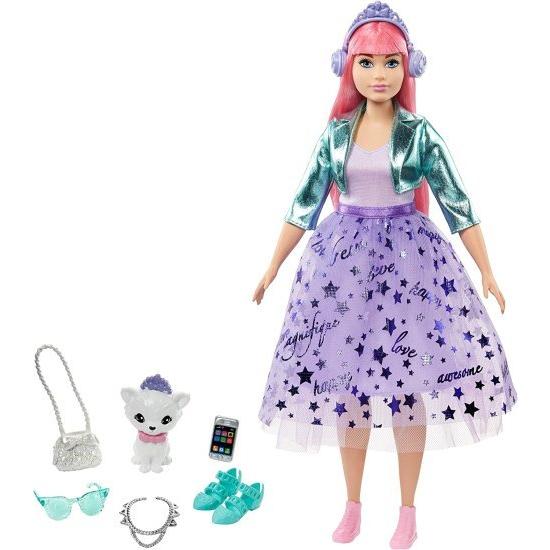 Barbie ピンクの髪、ペットの子猫、ティアラ、2組の靴とアクセサリー、3-7歳のプリンセスファッションのデイジードール（12インチの曲線）のデイジードール（1