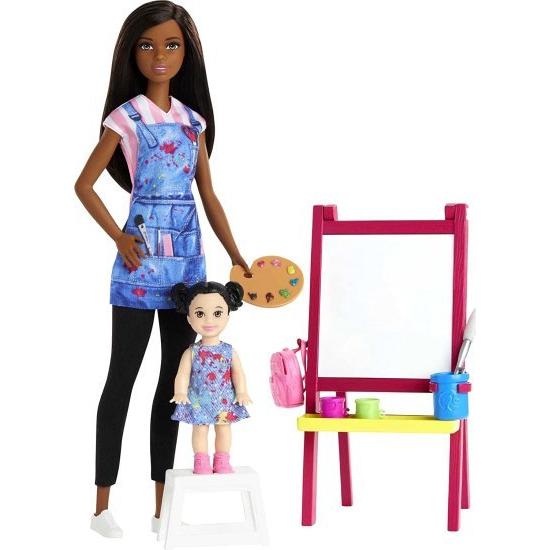 Barbie ブルネット人形、幼児人形、おもちゃアートピースでバービーアートの先生プレイセット