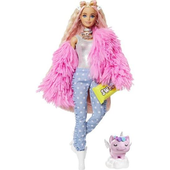 Barbie ペットのユニコーンピグ、キャンディーバークラッチ＆グミベアリング、複数の柔軟なジョイント、3歳の子供向けギフトなど、ペットユニコーンピグ、非常
