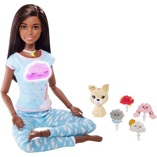 Barbie 私と一緒に息をするバービー瞑想人形、ブロンド、5つのライトとガイド付き瞑想エクササイズ、子犬、4つの絵文字アクセサリー、3-8歳の子供向けのギフト