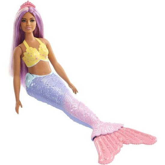 Barbie バービードリームトピアマーメイドドール、約12インチ、虹の尾、紫色の髪、3-7歳の髪の毛の画像
