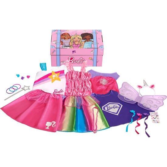 Barbie バービードレスアップトランクセット、サイズ4?6x、子供たちのふりをする衣装とアクセサリー、ピンク、アマゾンの排他的、ただ遊ぶ