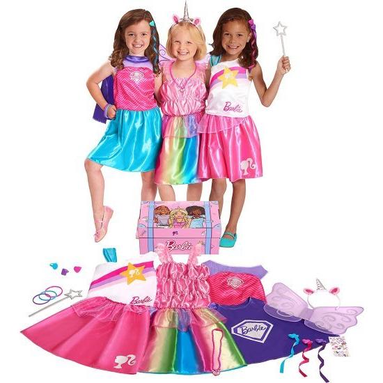 Barbie バービードレスアップトランクセット、サイズ4?6x、子供たちのふりをする衣装とアクセサリー、ピンク、アマゾンの排他的、ただ遊ぶの画像