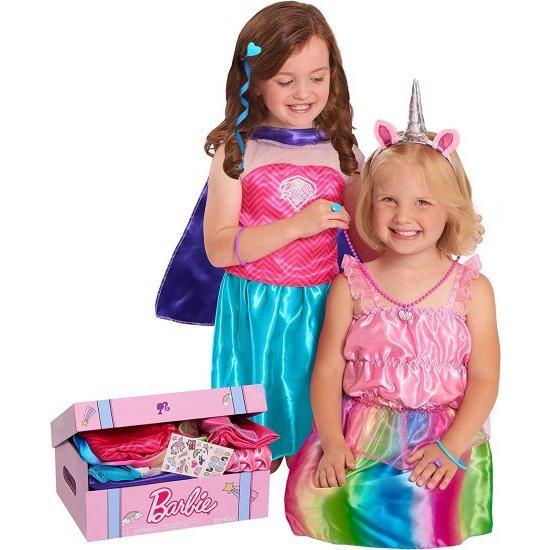 Barbie バービードレスアップトランクセット、サイズ4?6x、子供たちのふりをする衣装とアクセサリー、ピンク、アマゾンの排他的、ただ遊ぶの画像