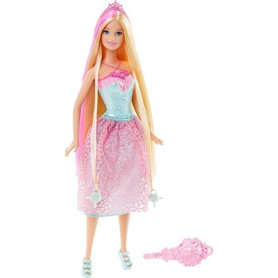 Barbie ピンクの縞模様の髪のスタイリングビーズを備えたバービープリンセスドールの画像