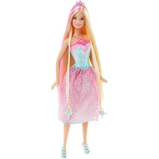 Barbie ピンクの縞模様の髪のスタイリングビーズを備えたバービープリンセスドールの画像