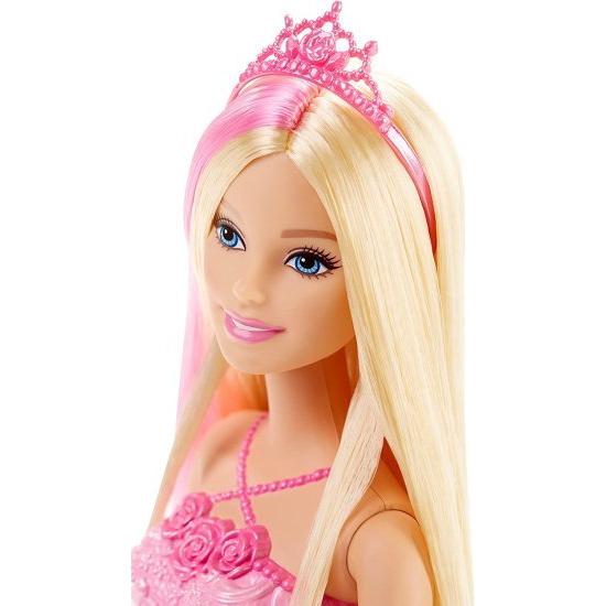 Barbie ピンクの縞模様の髪のスタイリングビーズを備えたバービープリンセスドールの画像