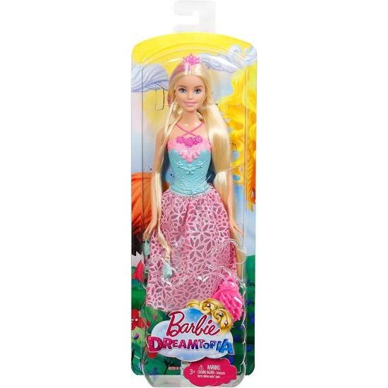 Barbie ピンクの縞模様の髪のスタイリングビーズを備えたバービープリンセスドールの画像