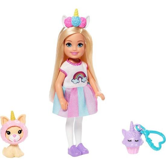 Barbie バルビークラブチェルシードレスアップ人形ユニコーンコスチューム付きのドレスアップドール、3-7歳の6インチブロンド、6インチブロンドの画像