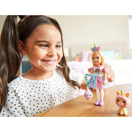 Barbie バルビークラブチェルシードレスアップ人形ユニコーンコスチューム付きのドレスアップドール、3-7歳の6インチブロンド、6インチブロンドの画像