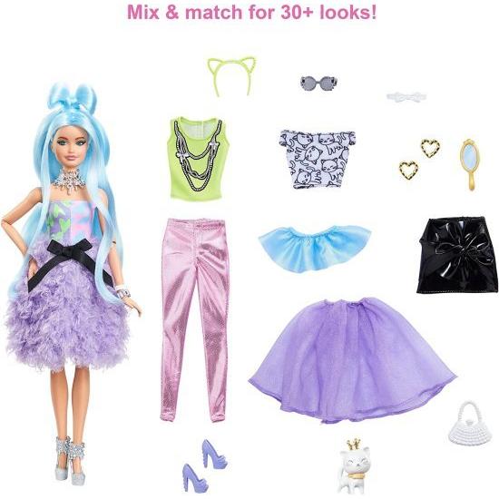 Barbie ペット、ミックス＆マッチピース、30+の外観、複数の柔軟なジョイント、子供3歳＆アップ、GYJ69でセットされたバービーエクストラドール＆アクセサリーの画像