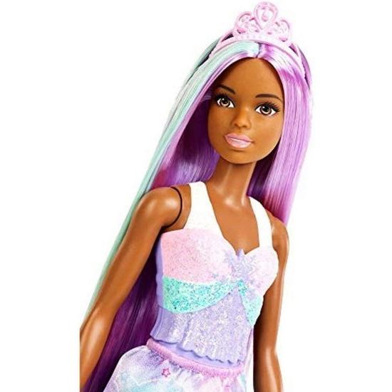 Barbie バービー人形、レインボープリンセスは、3-7歳のために、余分な長い紫と青い髪、そしてヘアブラシの外観