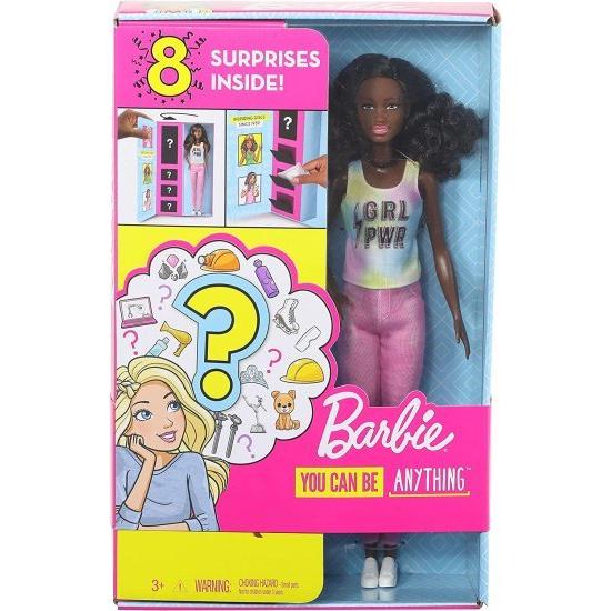 Barbie バービーサプライズドール、2つのキャリアルックスとアクセサリーを持つブルネット