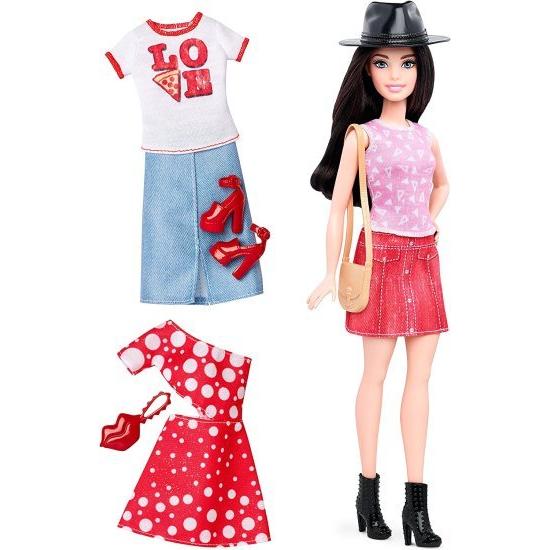 Barbie バービーファッショニスタプチダークヘアのバービー人形2つの追加の衣装