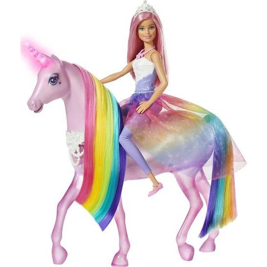 Barbie バービードリームトピアマジカルライトユニコーンレインボーマネ、ライトとサウンド、ピンクの髪とフードアクセサリーのバービープリンセスドール、3-7｜worldsports｜05