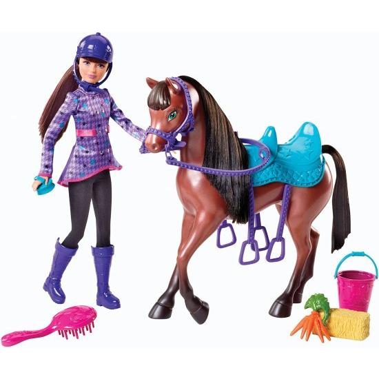 Barbie 小馬謂われ因縁の旗がしらと馬のあやつり人形プレイセットのバービーと意中の女の姉妹 着せかえ人形、抱き人形-ゲーム、おもちゃ-人形