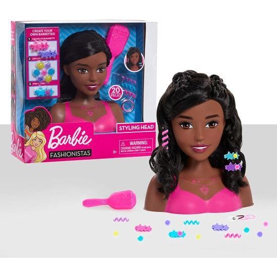 Barbie バービーファッショニスタ8インチスタイリングヘッド、ダークブラウン、20個のピース??には、スタイリングアクセサリー、子供向けのヘアスタイリング、