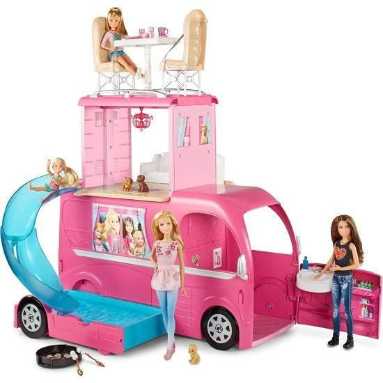 Barbie バービーポップアップキャンピングカーは、プールで3階建てのプレイセットに変身します！