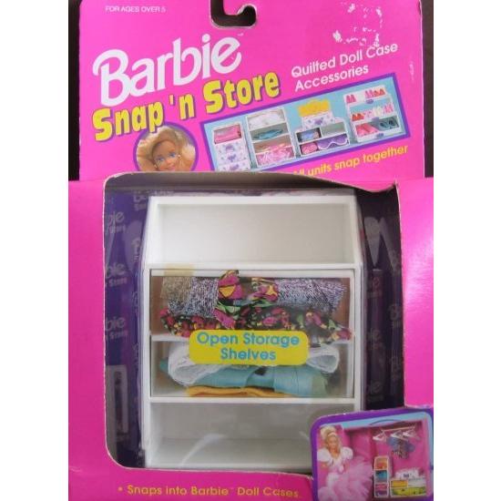 Barbie バービースナップ 'nストアオープンストレージシェルフキルトドールケースアクセサリー（1992 Mattel/Tara Toy）