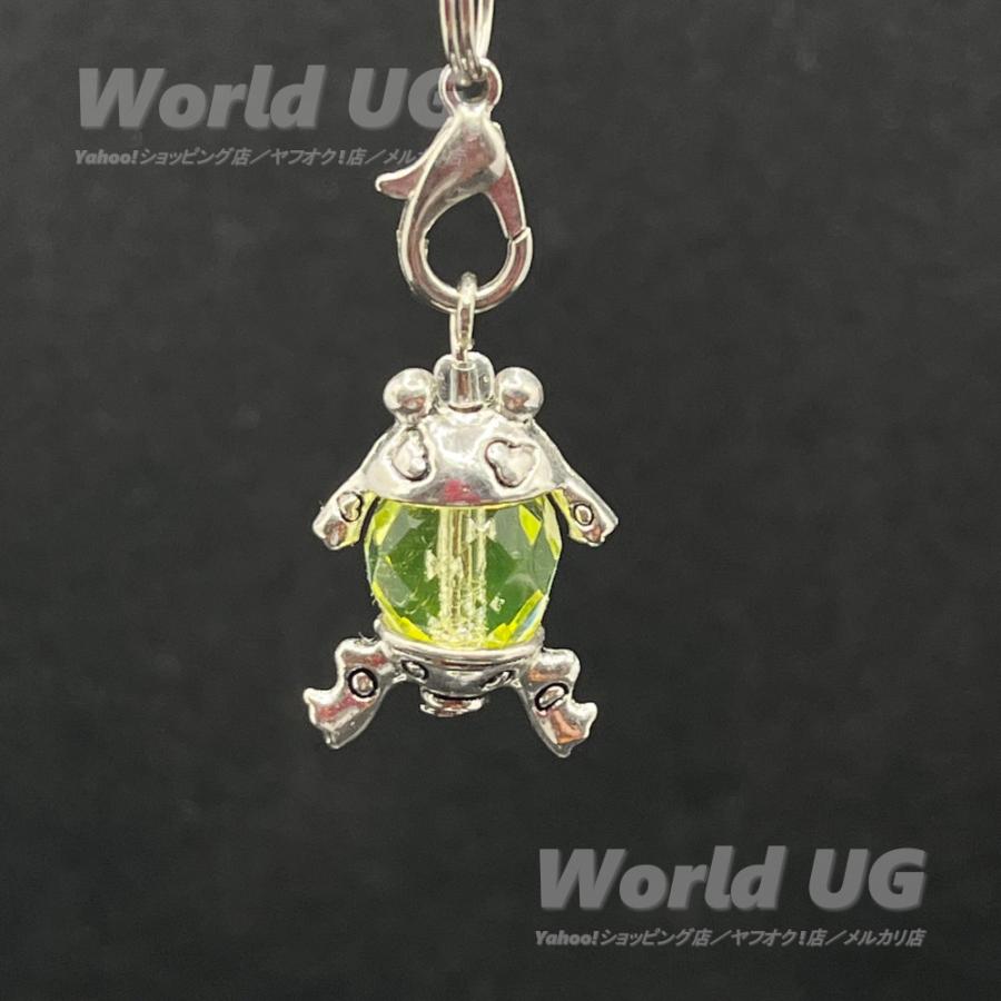 ウランガラス カエル型ストラップ 多面体ビーズ 黄色 10mm |  | 04