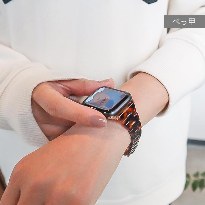 アップルウォッチ バンド apple watch ベルト べっ甲 40mm 41mm 42mm 11 10 9  se レディース 女性 かわいい おしゃれ スリム 軽量 樹脂 | Apple Watch | 01
