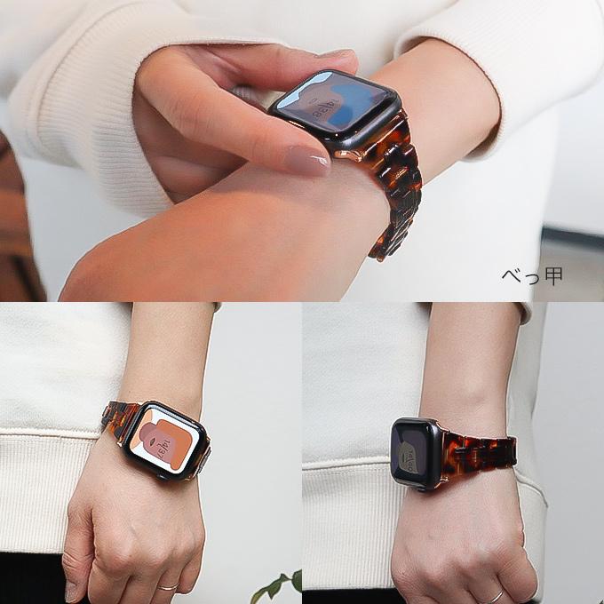 アップルウォッチ バンド apple watch ベルト べっ甲 40mm 41mm 42mm 11 10 9  se レディース 女性 かわいい おしゃれ スリム 軽量 樹脂 | Apple Watch | 10