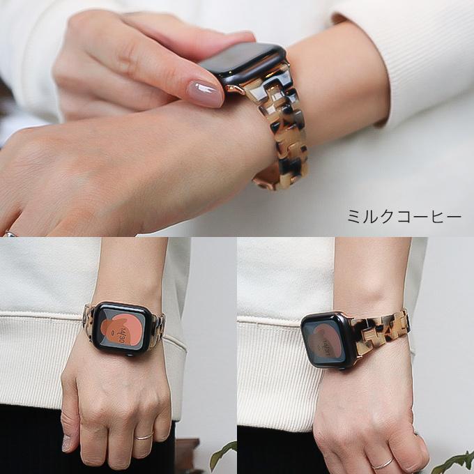 アップルウォッチ バンド apple watch ベルト べっ甲 40mm 41mm 42mm 11 10 9  se レディース 女性 かわいい おしゃれ スリム 軽量 樹脂 | Apple Watch | 03