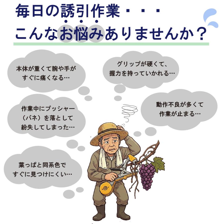園芸用結束機 テープナー部品と互換性有 新 誘引結束機 野菜誘引 植物 誘引 ぶどう トマト キュウリ ナス 農業テープツール 家庭菜園 ガーデニング テープ針付 |  | 03